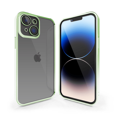 Coverzs telefoonhoesje geschikt voor Apple iPhone 13 hoesje clear soft case camera cover - transparant hoesje met gekleurde rand - groen
