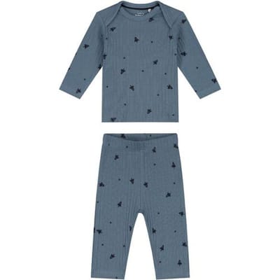 Prénatal baby pyjama ruimte rib Steel Blue 50 heren