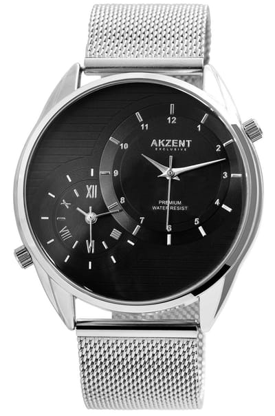AKZENT Herenhorloge roestvrij staal Sain, Mineraalglas