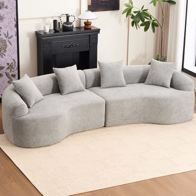 STILVORA Modulaire Bank 275 cm - Gebogen Vorm en Zacht Comfort - Voor Woonkamer en Appartement - Stof en Schuim - Grijs