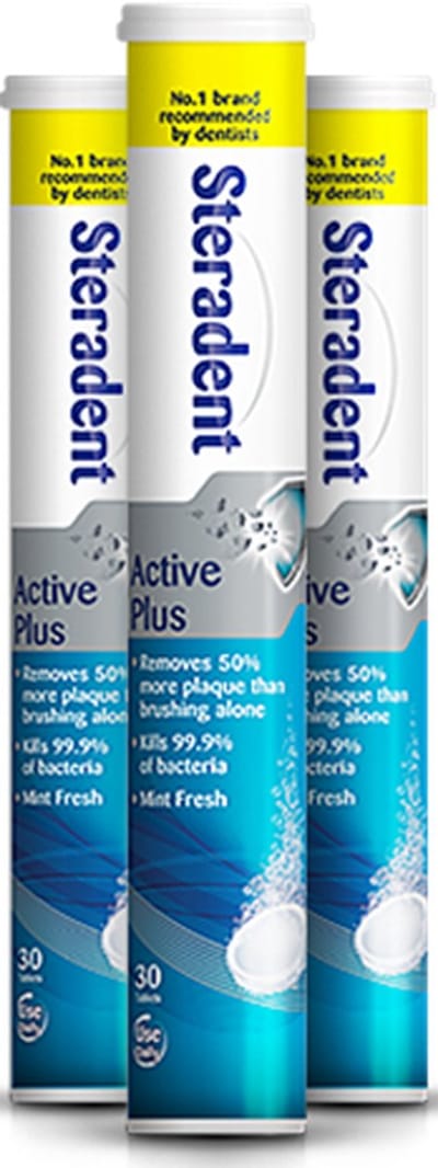 Steradent Reinigingstabletten - Active Plus 3 x 30 Stuks - Voordeelverpakking