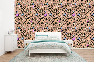 Behang - Fotobehang Panterprint - Regenboog - Patroon - Breedte 400 cm x hoogte 240 cm