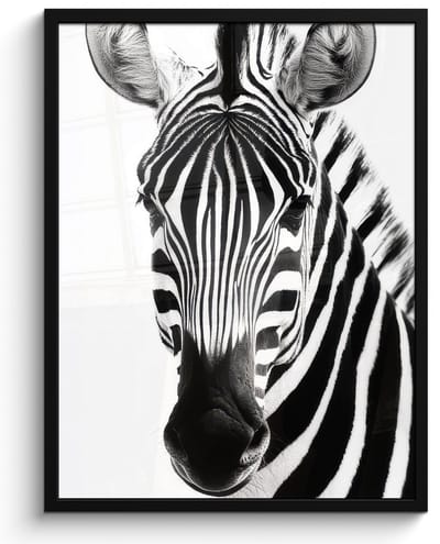 Poster in lijst - Fotolijst 50x70 cm - Posters - Zebra - Close-up - Zwart - Strepen - Posterlijst zwart - Decoratie - Wanddecoratie woonkamer - Muurdecoratie slaapkamer
