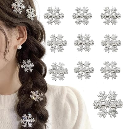 10 Stuks Sprankelende Sneeuwvlok Haarspeldjes met Strass voor Dik Haar
