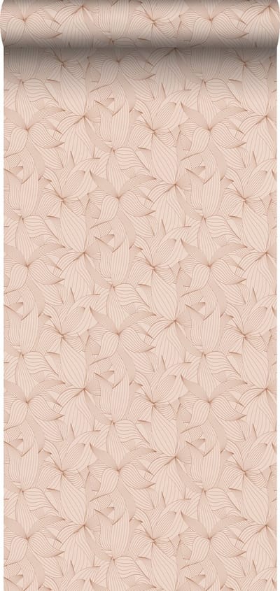 ESTAhome behang getekende bladeren roze - 50 x 900 cm - 139495
