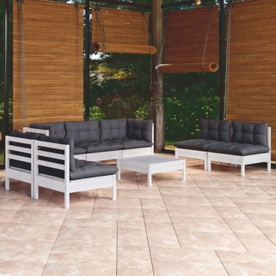 vidaXL - 8-delige - Loungeset - met - kussens - massief - grenenhout