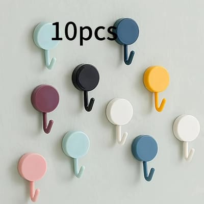 Couleur Aléatoire 10 Crochets Auto-adhésifs - Design Unique - Collez Où Vous En Avez Besoin, Crochets Utilitaires