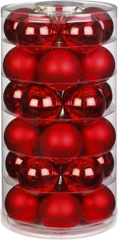 Christmas Goods Kerstballen set - 30x stuks - glas - rood - 6 cm - glans/mat - kerstversiering