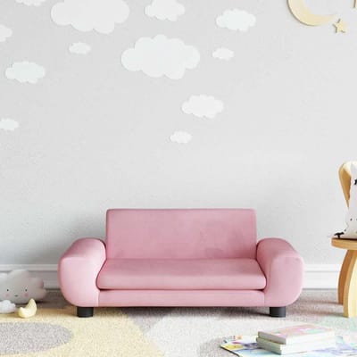 Kinderbankje - Peuterstoel - Ontspannen Zitten - Zachte Velours Bekleding - 70x45x33cm - Roze