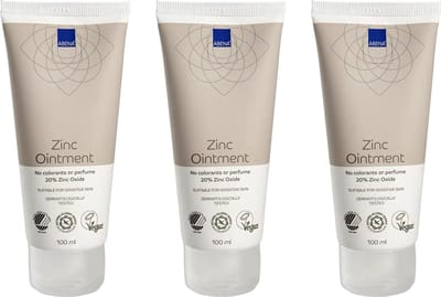 Abena Zinkzalf Voordeelverpakking - Ongeparfumeerd - 3 x 100 ml - 20% Zinkoxide - Zinkzalf Tube voor Volwassenen - Vegan