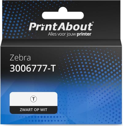 PrintAbout huismerk Etiket 3006777-T Zwart op wit (100 mm x 50 mm) 4 rollen Geschikt voor Zebra