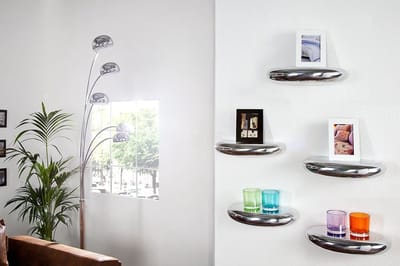Modern design wandplank TEAR 40cm zilver aluminium - 20405