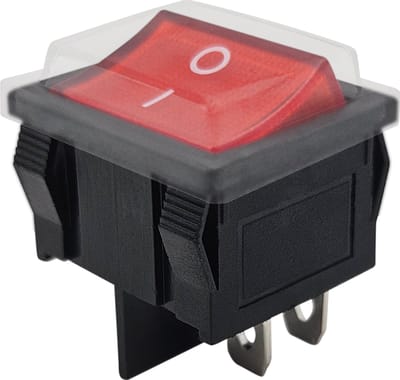 ProRide Wipschakelaar ON-OFF KCD5-202 - met Beschermkapje - 2 Polig - 250V/6A - Rood zonder controlelampje