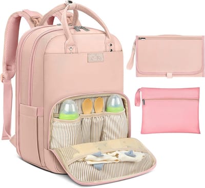 Luierrugzak voor baby's met kinderwagenriemen en luieronderlegger - Grote zwarte babytas voor onderweg