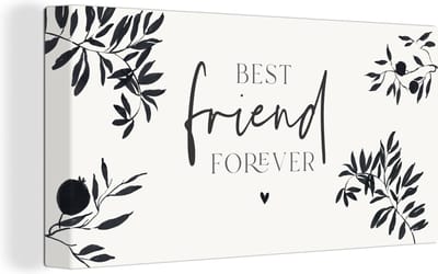 Canvas Schilderij BFF - Beste vrienden - Best friend forever - Quotes - Spreuken - 40x20 cm - Wanddecoratie