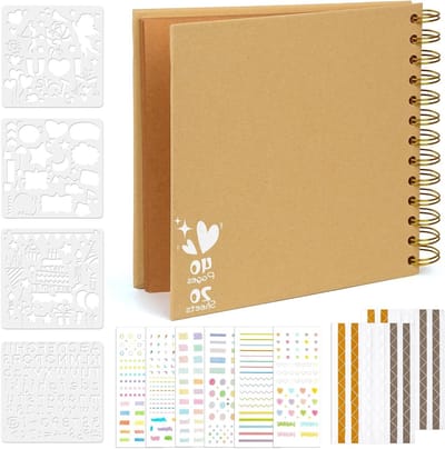 Creatief DIY Fotoalbum, Scrapbook en Fotoboek van 17 x 17 cm met 40 Pagina's, Stickers en Sjablonen voor Onvergetelijke Herinneringen