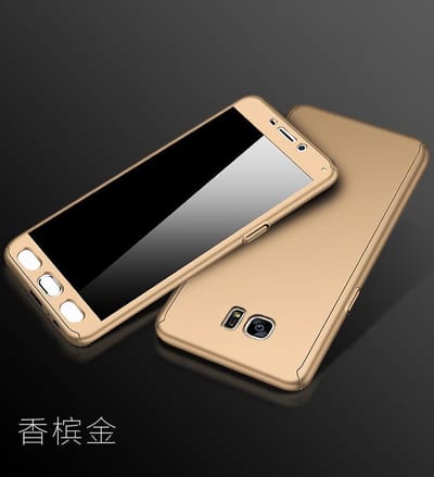 360-graden Frosting Beschermhoesje Set voor Galaxy S7 Edge _ Goud