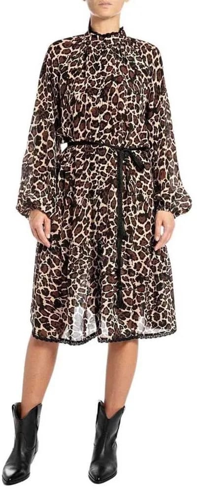 Replay W9113.000.74994 Midi-jurk Met Lange Mouwen Veelkleurig XS Vrouw