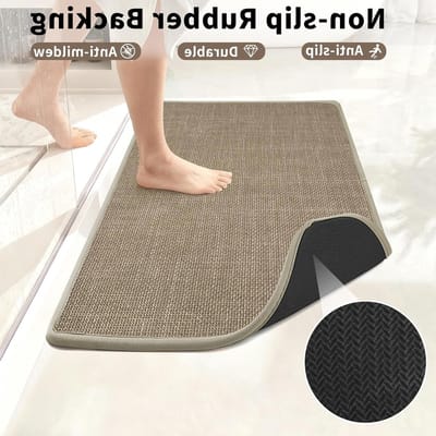 Absorberende en Sneldrogende Badmat voor Badkamer, Slaapkamer en Keuken - Antislip, Wasbaar, 60x120cm (Beige)