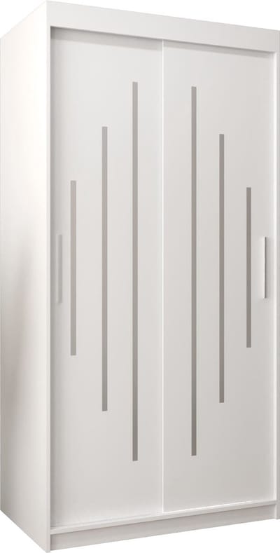 InspireMe - Kledingkast met 2 schuifdeuren, Modern-stijl, Een kledingkast met planken (BxHxD): 100x200x62 - MALTESE 100 Wit Mat