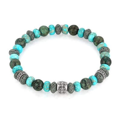 Twice As Nice Armband in edelstaal, turquoise en groene half edelstenen 19cm
