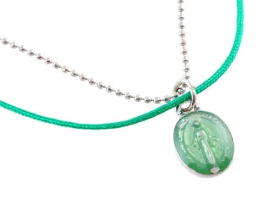 Behave Korte ketting hanger 2 rijen met licht groene maria hanger