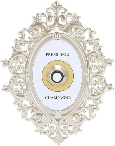 Allecto - Druk op voor Champagneknop - Decoratieve Deurbel - Retro Franse Stijl - Compact formaat - Ijzeren Pers - Geschikt voor elk interieur