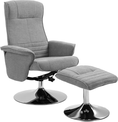 HOMCOM-Relaxsessel mit Fußhocker-Polyester, Stahl-69L x 71B x 104H cm-Grau
