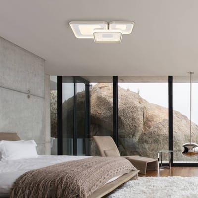 Globo LED plafondlamp Mosaiko, lengte 54 cm, wit/zandkleurig, metaal