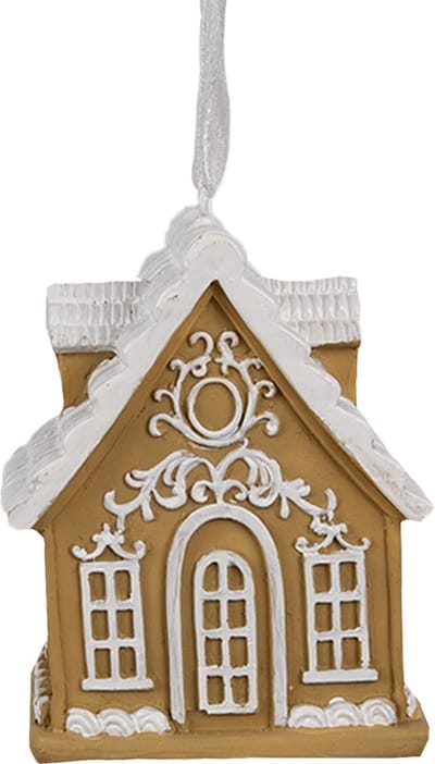 Clayre & Eef Kersthanger Gingerbread house 6x4x7 cm Bruin Polyresin