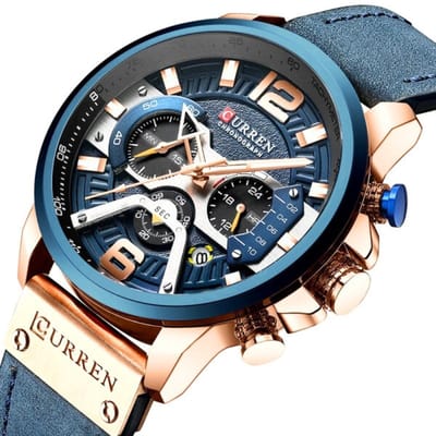 Manike 8329 Chronograaf Herenhorloge – Quartz Uurwerk - Roestvrijstalen Kast - Leren Band - Datumweergave - Waterbestendig 3 ATM - Klassiek & Sportief Design – Klassiek Design – Elegant & Tijdloos