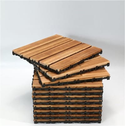 Houten Terras Tegels - Balkon Vloeren - Buitenruimte Verfraaien - Eenvoudig Kliksysteem - 30x30 CM - Houtkleur