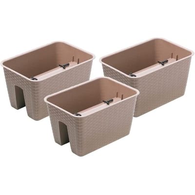 PROSPERPLAST 3 railing bloempotten (Rechthoekig, Mokka, 39,6 x 27,2 x 22,5 cm)