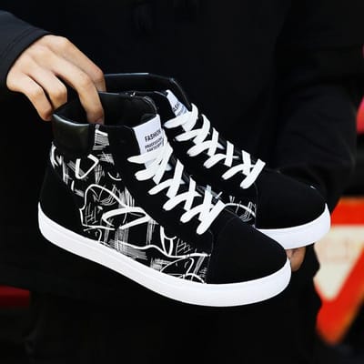Baskets Mode Homme Chaussures en Toile Respirantes Cool Chaussures de Rue Baskets Homme Chaussures Décontractées pour Homme A305 40 noir