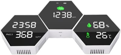 Luchtkwaliteitsmeter Binnen - CO2 Detector - Gezonde Omgeving - HD Display - 28x16x4cm - Wit