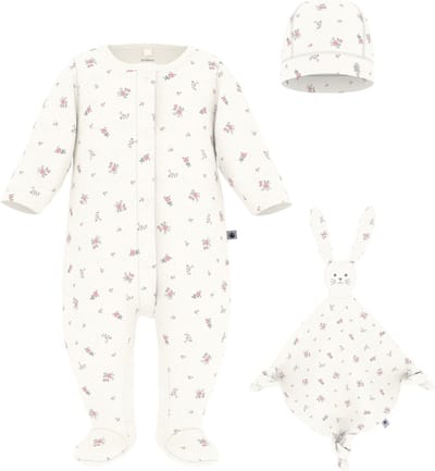 Petit Bateau Geboortegeschenkset van katoen met bloemenprint Meisjes Kledingset - Wit/Meerkleurig + Wit/Meerkleurig + Wit/Meerkleurig