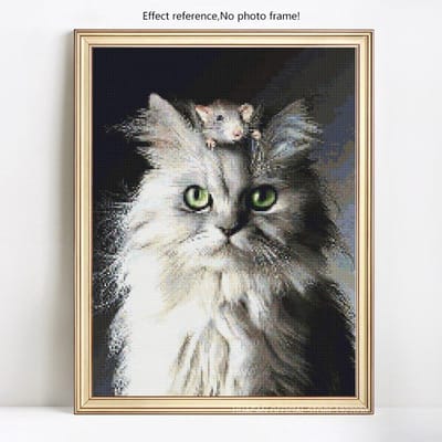 Peinture Diamant 5D Ronde Complète Animal Chat Broderie Vente Image Strass Diamant 20X30 black