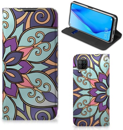 Huawei P40 Lite Smart Cover Purple Flower