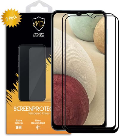 2-Pack MobyDefend Screenprotectors - Geschikt voor Samsung Galaxy A12 / M12 - Screensavers Met Zwarte Randen - Gehard Glas