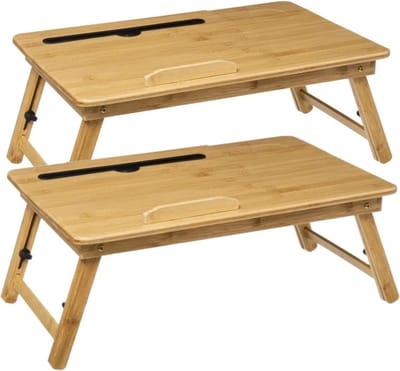 2x stuks ontbijt op bed/laptoptafeltjes/dienbladen Smart 54 x 34 cm bamboe - Serveerbladen, dienbladen & keukenbenodigdheden