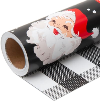 Kerstinpakpapier Omkeerbaar - Rol cadeaupapier - Cadeaus Versieren - Dubbelzijdig Design - 475 x 90 cm - Zwart
