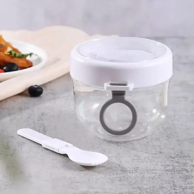 600ml Havermoutbeker Saladebeker Luchtdicht Deksel Verdikt met Lepel Voedselopslag Draagbaar Overnight Yoghurt Melk Salade Ontbijtpot
