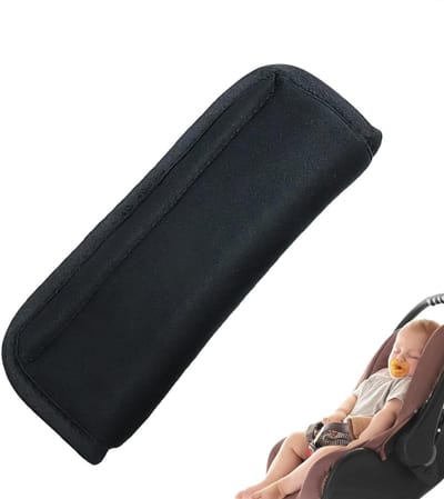 Schouderpads Kinderwagen - Gordelbeschermers Baby - Veilige Reis - Ademend Oxford Doek - 17 x 7 cm - Zwart