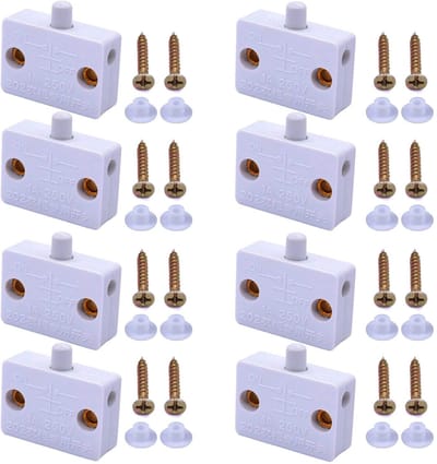 Dailygoody - 8 Pack Cabinet Deurschakelaar 1A 250V - Automatische Lichtschakelaar Voor Kasten (Wit)