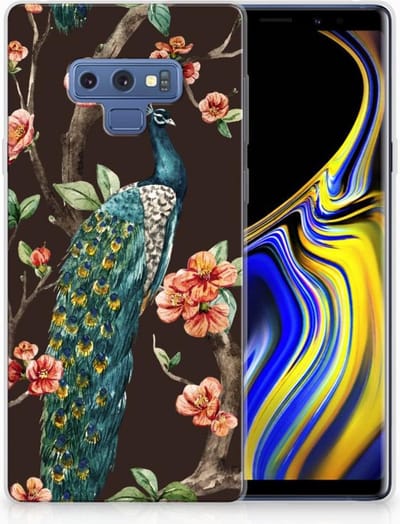 Samsung Galaxy Note 9 TPU Hoesje Pauw met Bloemen