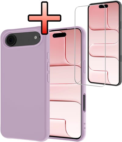 Hoesje - Met Screenprotector - Geschikt voor Apple iPhone Air - Sterk & Shockproof - Back Cover - Siliconen Case - Telefoon Hoes - Lila