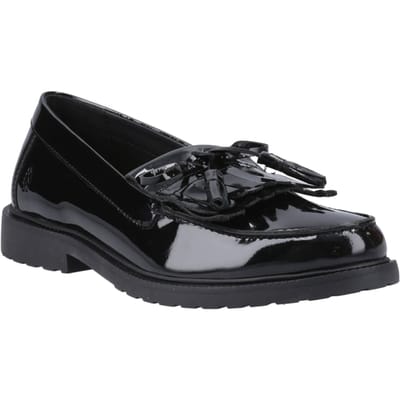 Hush Puppies Verity Kiltie Leren Dames Zwarte Instappers