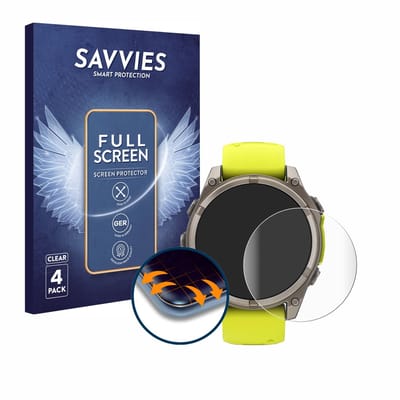 Savvies - Screenprotector voor Garmin Fenix 8 Solar (47 mm) - Folie Beschermfolie transparant volledig dekking 4 Stuks
