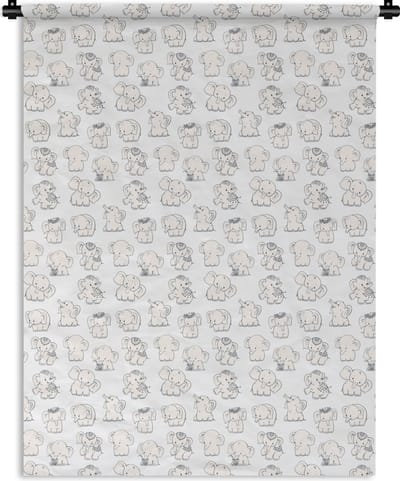 Wandkleed - Wanddoek - Olifant - Patroon - Baby - 150x200 cm - Wandtapijt