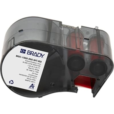 Brady M5C-1500-595-WT-RD tape vinyl rood op wit | 38,1 mm x 7,62 m (origineel)